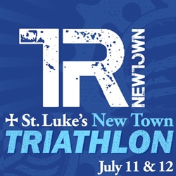 St. Luke's New Town Triathlon logo with event name and dates (July 11–12).