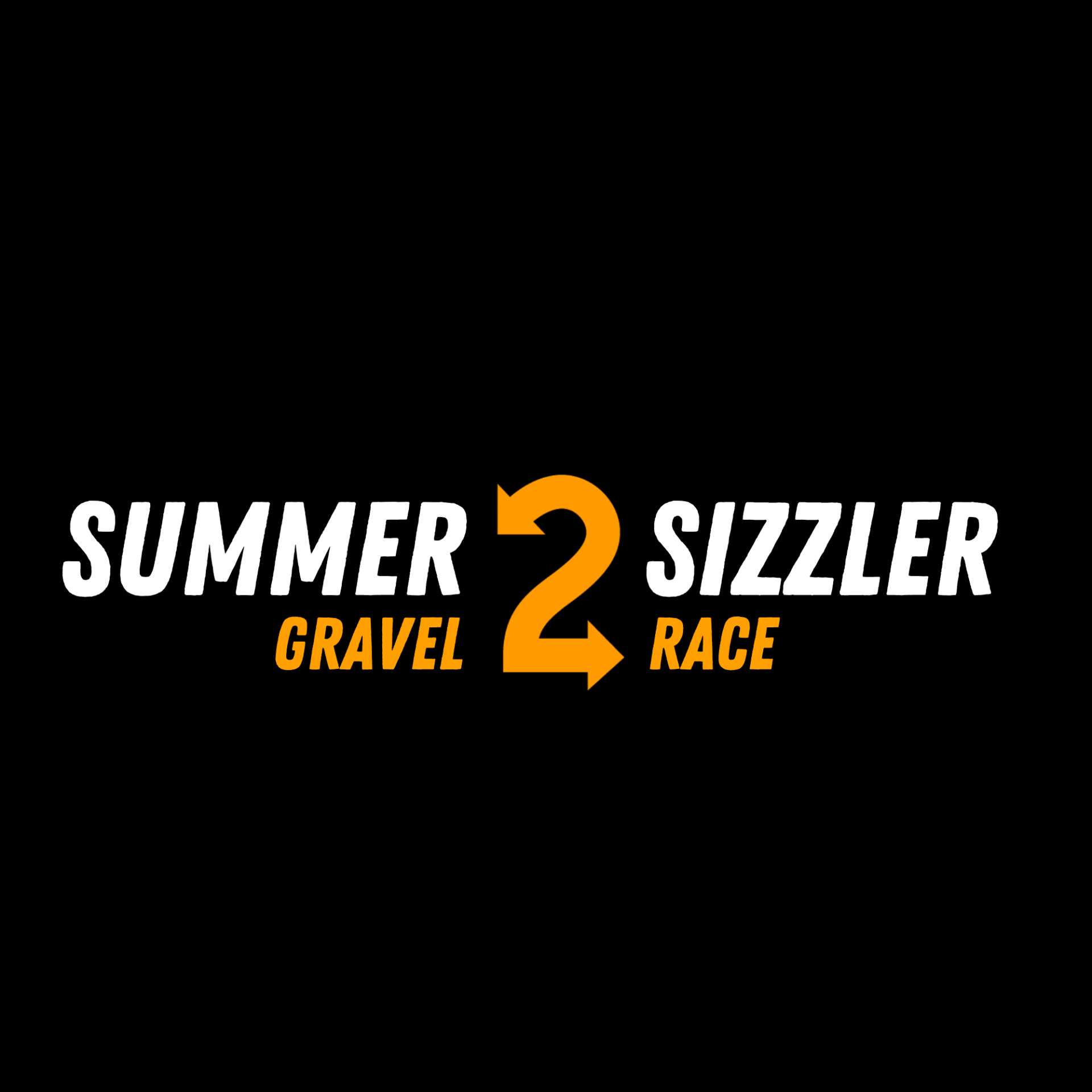 Bold banner reading 'SUMMER 2 SIZZLER' in white on black with an orange 2; subtitle 'GRAVEL RACE' beneath.