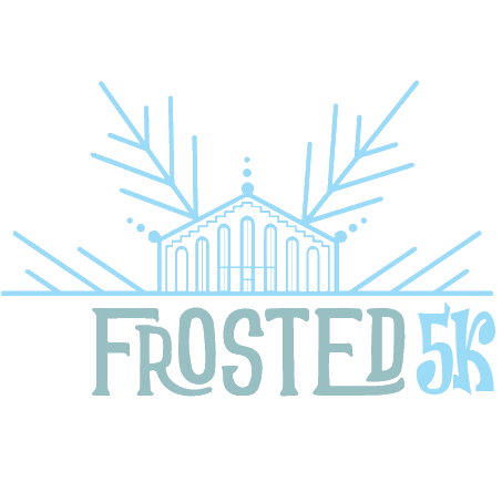 Frosted 5K event logo with a frosty building and bare branches, blue typography reading 'FROSTED 5K'.] ,